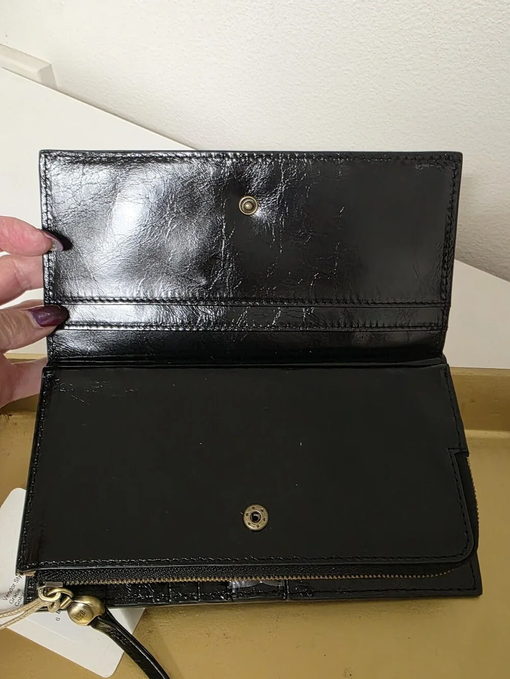 HOBO Black Leather Zip Wallet